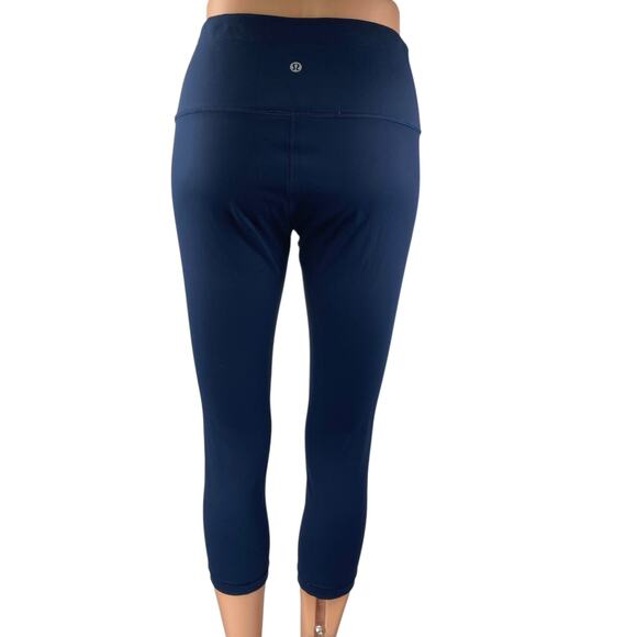 Lululemon Blue Mid Rise Skinny Activewear Athletic Yoga Crop Leggings Pants Sz 8 - Picture 3 of 5